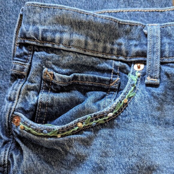 Gap Upcycled Loose Denim Jeans, Embroidered Floral, 10 - Picture 4 of 8